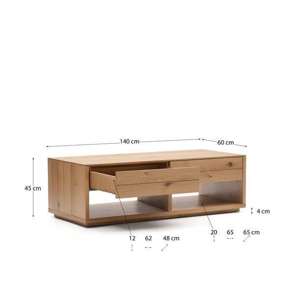 Stolić za kavu u dekoru hrasta u prirodnoj boji 60x140 cm Alguema – Kave Home-image-4