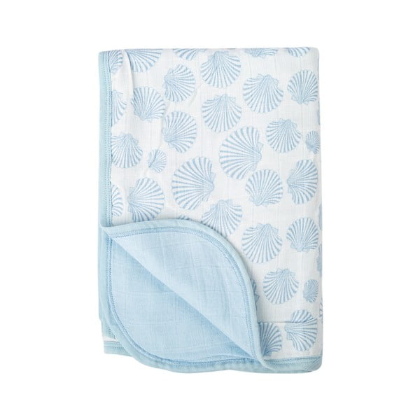 Plava pamučna deka za bebe 120x120 cm Seashell – Mijolnir