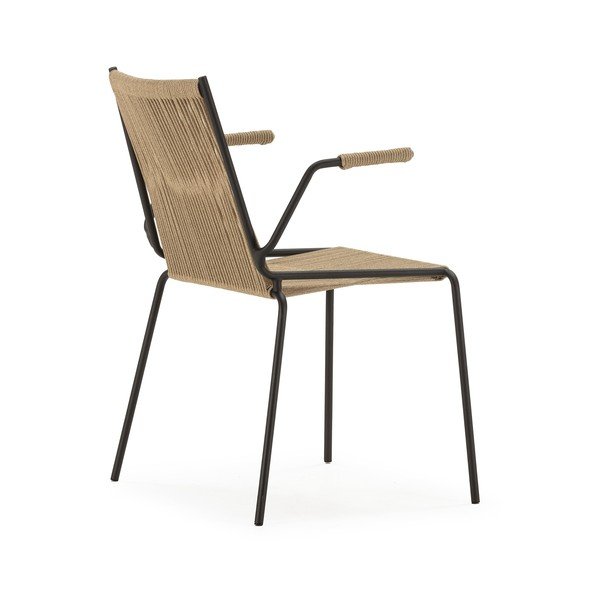 Bež metalne blagovaonske stolice u setu s naslonima za ruke/sklopive 2 kom Emily – Marckeric-image-3