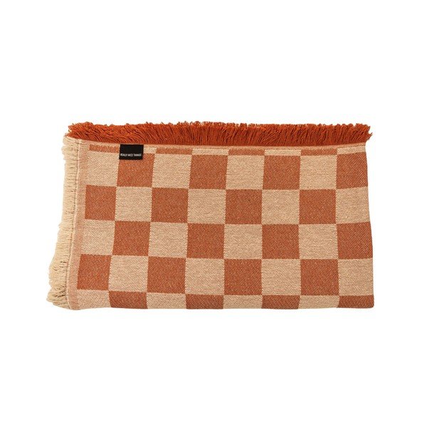 Ciglasti/bež prekrivač za bračni krevet 240x240 cm Terracota Checkerboard – Really Nice Things-image-1