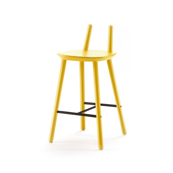Žuta barska stolica izrađen od punog drveta EMKO Naïve