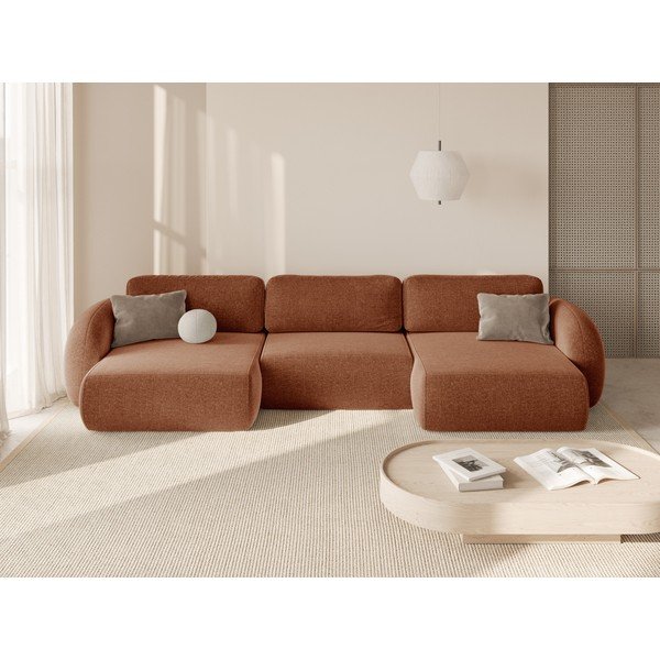 Ciglasta sklopiva/s prostorom za odlaganje kutna garnitura od šenila (u obliku slova "U") Tonale – Cosmopolitan Design-image-1