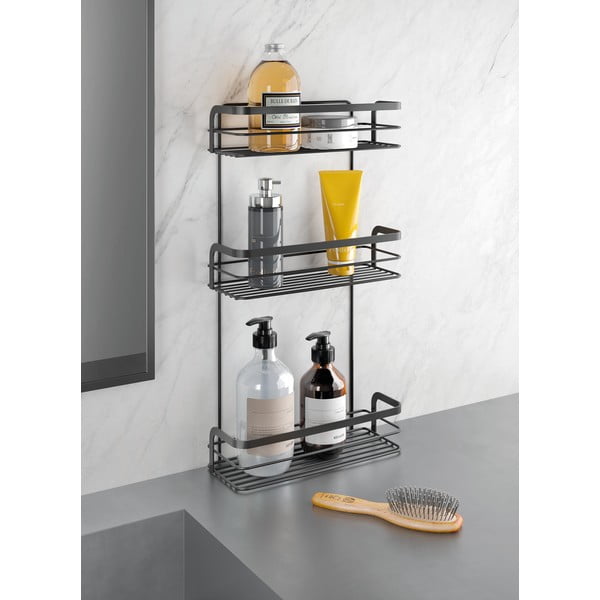 Crna troetažna kupaonska polica Metaltex Origin-image-1