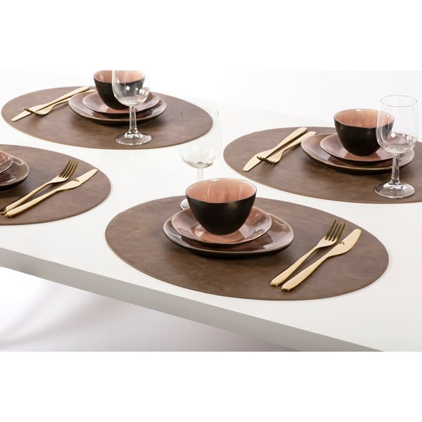 Tamnosmeđa prostirka s imitacijom kože ZicZacTroja, 33 x 45 cm-image-1