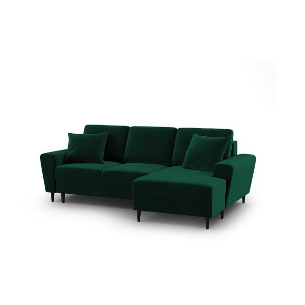 Zelena baršunasti sklopiva/s prostorom za odlaganje kutna garnitura (s desnim kutom/s ležaljkom) Kyoto – Cosmopolitan Design-image-1