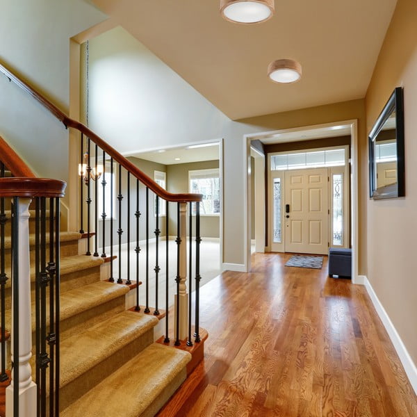 Smeđa stropna svjetiljka sa staklenim sjenilom ø 27 cm Eveline – LAMKUR-image-1