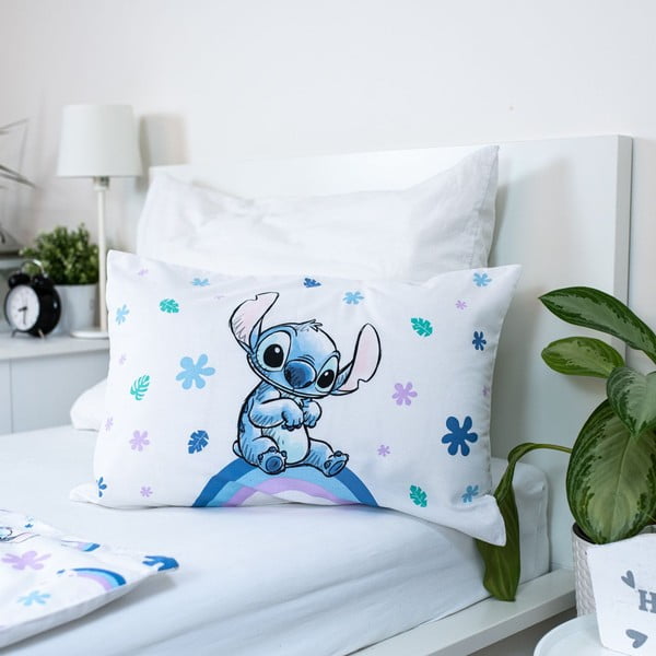 Bijela/plava pamučna dječja posteljina za dječji krevetić 135x100 cm Lilo and Stitch "Rainbow" – Jerry Fabrics-image-3