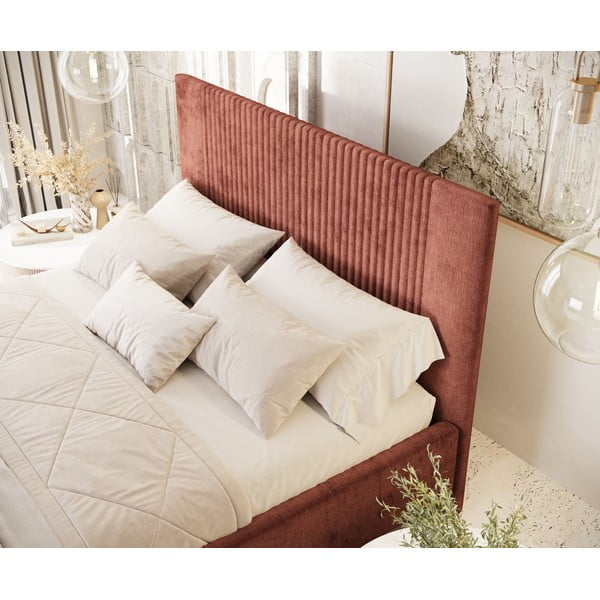 Ciglasti tapecirani bračni krevet s prostorom za odlaganje s podnicom 140x200 cm Etero – Maison de Rêve-image-4