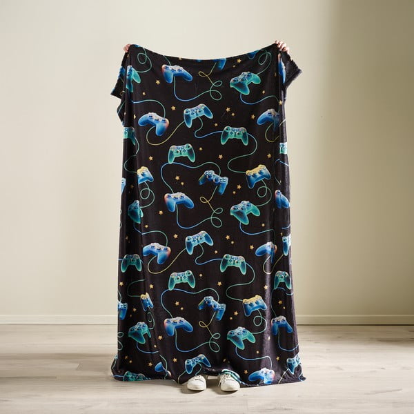 Crna/plava deka za bebe od mikropliša 130x170 cm Gamer – Catherine Lansfield-image-3