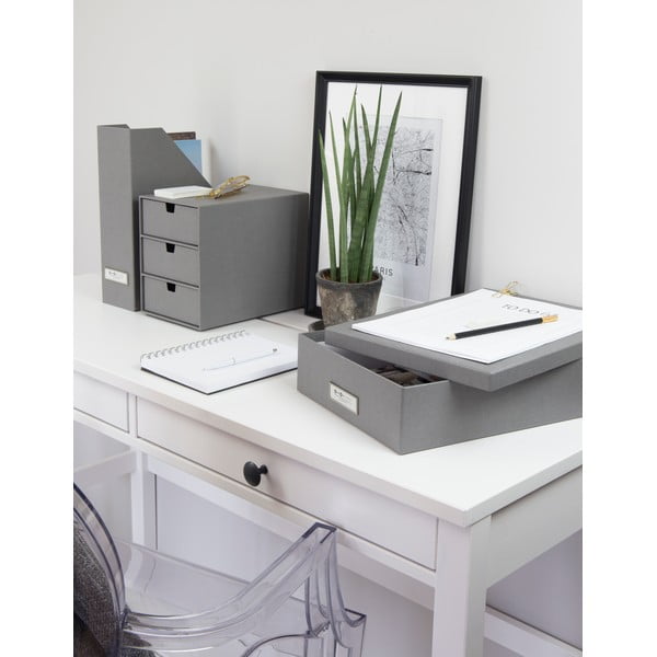 Siva kutija za pohranu s natpisom za dokumente Bigso Box of Sweden Oskar, veličina A4-image-3