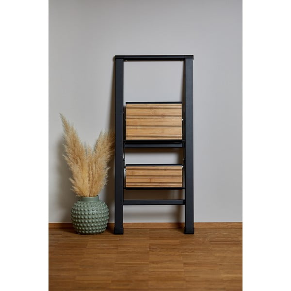 Crne aluminijske protuklizne sklopive ljestve Wenko Stepladder II.-image-3