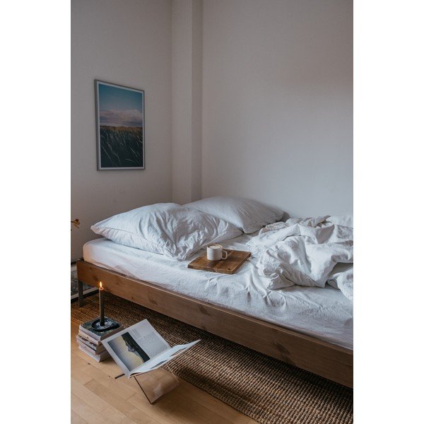 Smeđi bračni krevet od masivnog bora s podnicom 140x200 cm Core – Karup Design-image-4