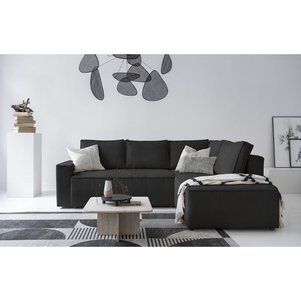 Antracitno siva sklopiva kutna garnitura od samta (s desnim kutom) Brave Dave – Miuform-image-4