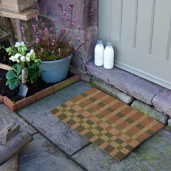 Otirač od kokosovih vlakana 40x60 cm Pink and Blue Check – Artsy Doormats-image-3