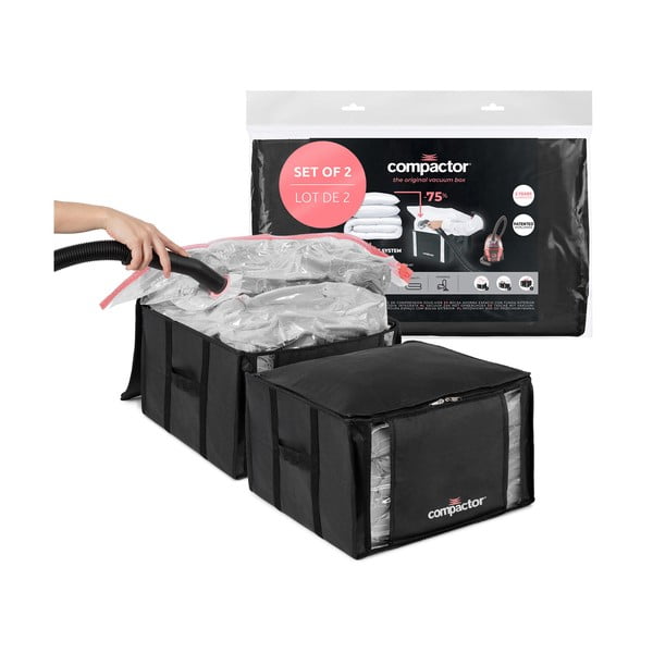 Vakuumske/ojačane tekstilne kutije za pohranu odjeće u setu 2 kom 42x25x25 cm Black Edition – Compactor