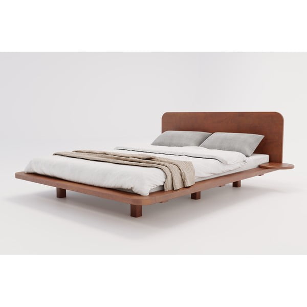 Smeđi bračni krevet od bukovog drveta 200x200 cm Japandic - Skandica-image-2