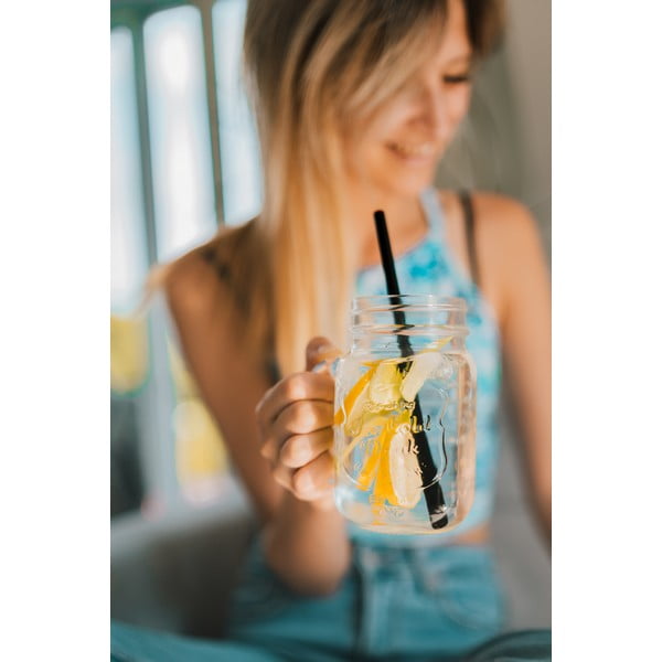 Set od 6 crnih staklenih slamki Vialli Design, dužina 20 cm-image-2