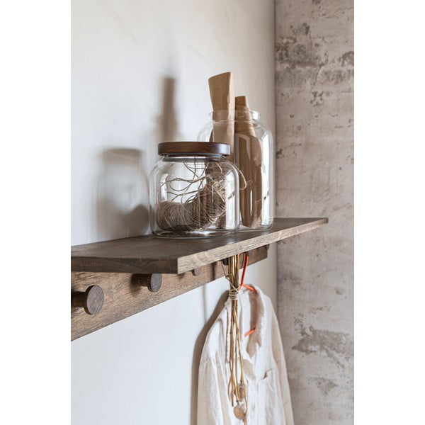 Smeđa zidna vješalica od punog hrasta s policom 90 cm Showcase – Mette Ditmer Denmark-image-2