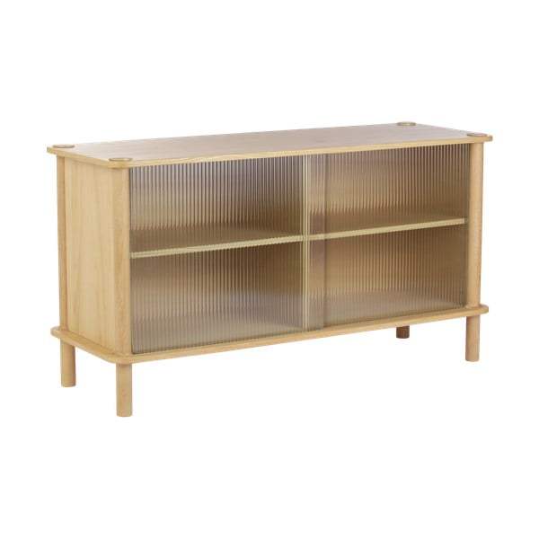 Vitrina od punog hrasta s kliznim vratima u prirodnoj boji 135x73,5x48 cm Italic – UMAGE-image-1