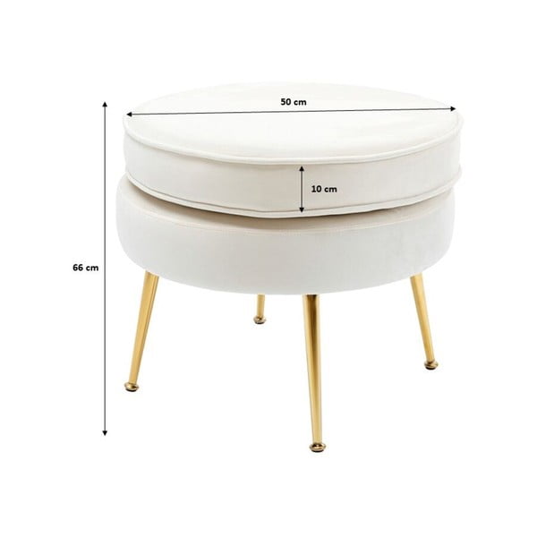 Bijeli baršunast tabure Water Lily – Kare Design-image-3