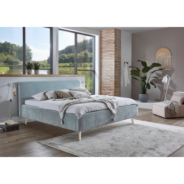 Svijetlo plavi tapecirani bračni krevet bez podnice 180x200 cm Mattis – Meise Möbel-image-1
