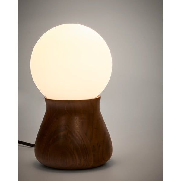 Tamno smeđa stolna lampa od masivnog kaučuka (visina 26 cm) Okeni – Kave Home-image-4