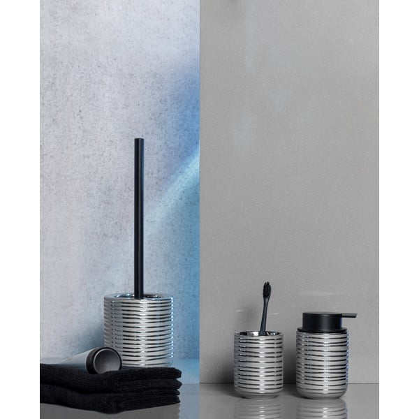 Keramička čašica za četkice za zube srebrne boje Vilalba - Wenko-image-1