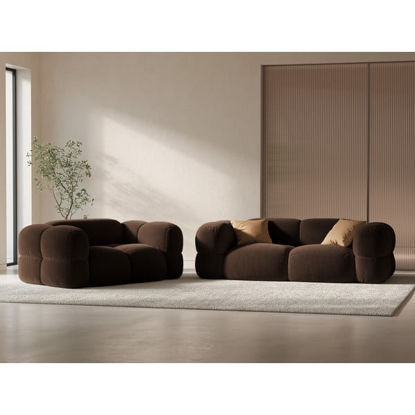 Tamno smeđa baršunasti sofa 180 cm Loretto – Cosmopolitan Design-image-1