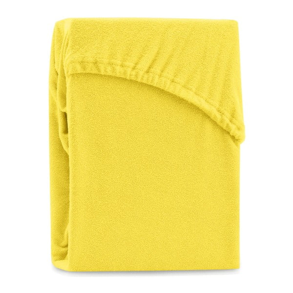 Žuta elastična plahta za bračni krevet AmeliaHome Ruby Siesta, 200/220 x 200 cm