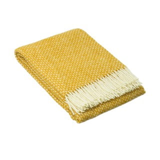 Senf žuti vuneni prekrivač LANZARETTI Prime, 140 x 200 cm
