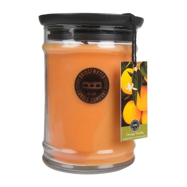 Svijeća u staklenoj posudi s mirisom vanilije i naranče Bridgewater candle Company, vrijeme gorenja 140-160 sati