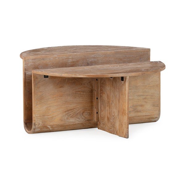 Okrugao stolić za kavu od masivnog manga u tamnoj prirodnoj boji ø 80 cm Divya – MOME