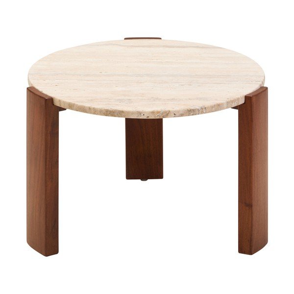 Smeđi/u svijetloj prirodnoj boji okrugao stolić za kavu s mramornom pločom ø 60 cm Palermo – Premier Housewares