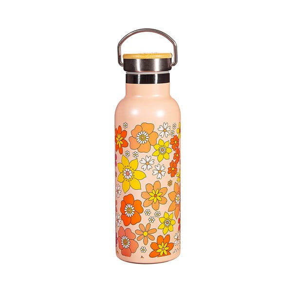 Narančasta dječja bočica od nehrđajućeg čelika 500 ml 70s Floral - Sass & Belle-image-3