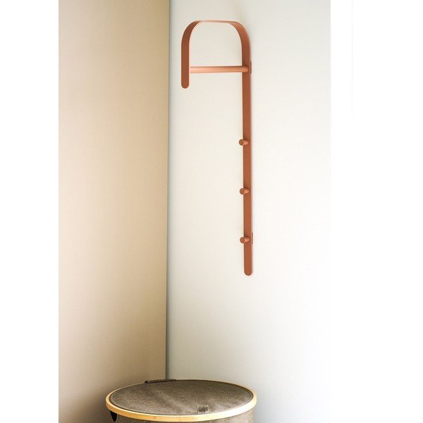 Konjak smeđi metalni zidni stalak za odjeću 30x80x3 cm Gresto – House Nordic-image-1