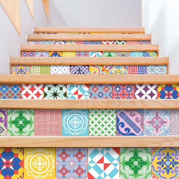 Set od 60 zidnih naljepnica Ambiance Vintage Artistic Tiles, 10 x 10 cm-image-3