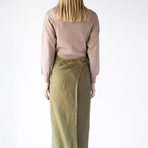 Zelena lanena pregača Linen Tales Chef, duljina 100 cm-image-1