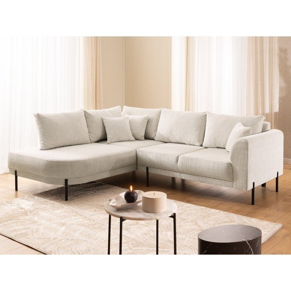 Bež kutna garnitura od šenila (s lijevim kutom/u obliku slova L) Mauris  – Ropez-image-4