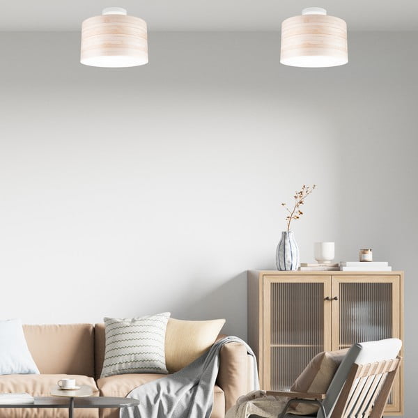 Svjetlo smeđa stropna svjetiljka s tekstilnim sjenilom ø 35 cm Print – LAMKUR-image-1