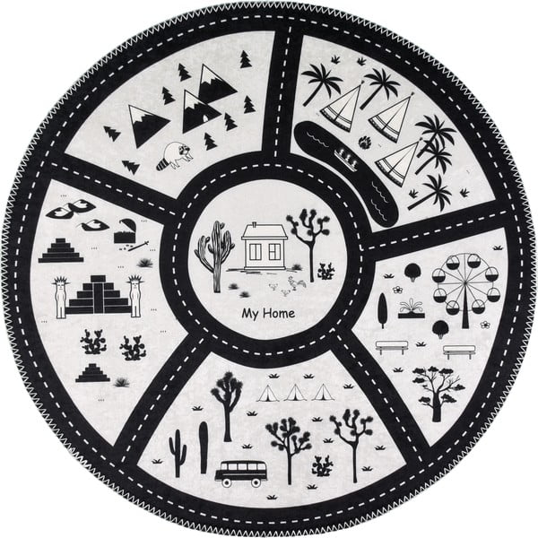 Crno-bijeli periv dječji tepih za igru ø100 cm My Home – Vitaus
