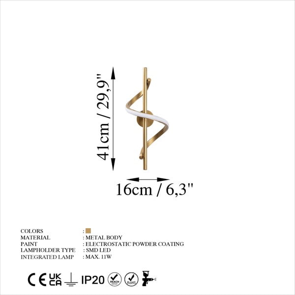 Mjedena LED zidna lampa Likma – Opviq lights-image-4