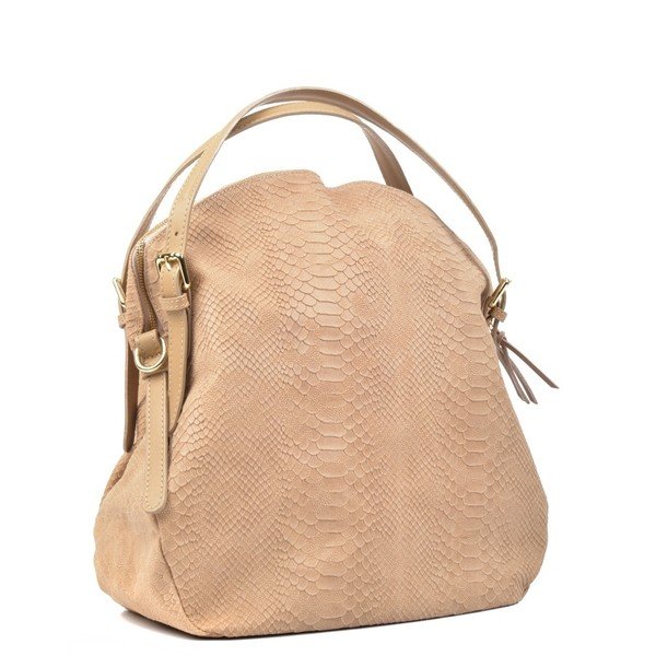 Bež kožna torbica Ferrla Hobo bež boje-image-3