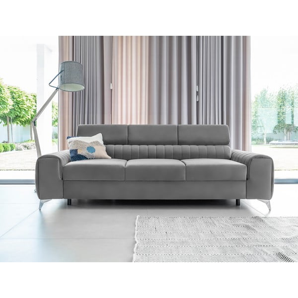 Svijetlo siva baršunasti sklopiva sofa 261 cm Laurence – ELTAP-image-3