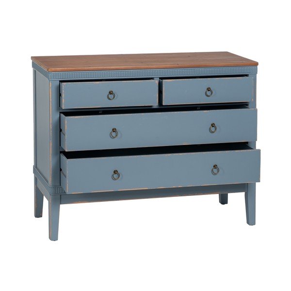 Plava niska komoda od masivne jele 115x90 cm Shabby – Ixia-image-2
