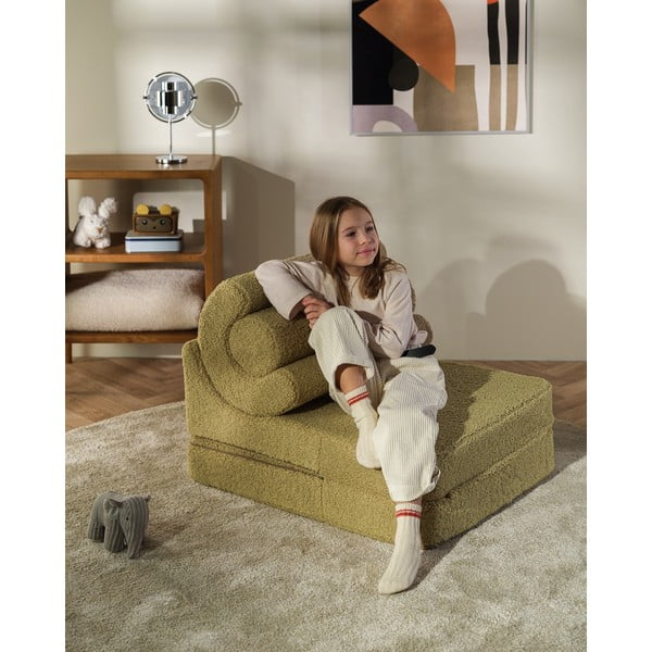 Zelena dječja fotelja od bouclé tkanine Flipster – Wigiwama-image-2