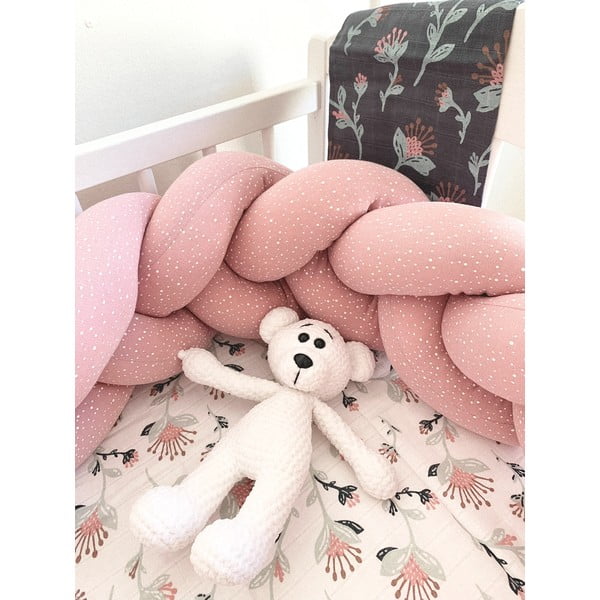 Ružičasta pamučna pletena ogradica T-TOMI, dužine 180 cm-image-1