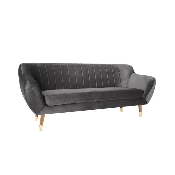 Sofa od sivog baršuna Mazzini Sofas Benito, 188 cm-image-2