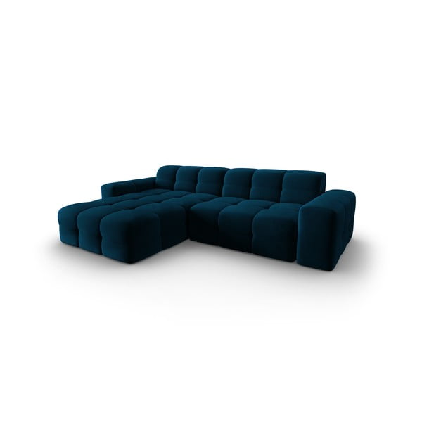 Tamnoplava baršunasta kutna garnitura (lijevi kut) Kendal - Micadoni Home-image-3