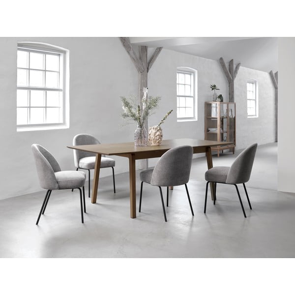 Smeđi proširiv blagovaonski stol s pločom stola u dekoru hrasta 95x200 cm Bari – Unique Furniture-image-1