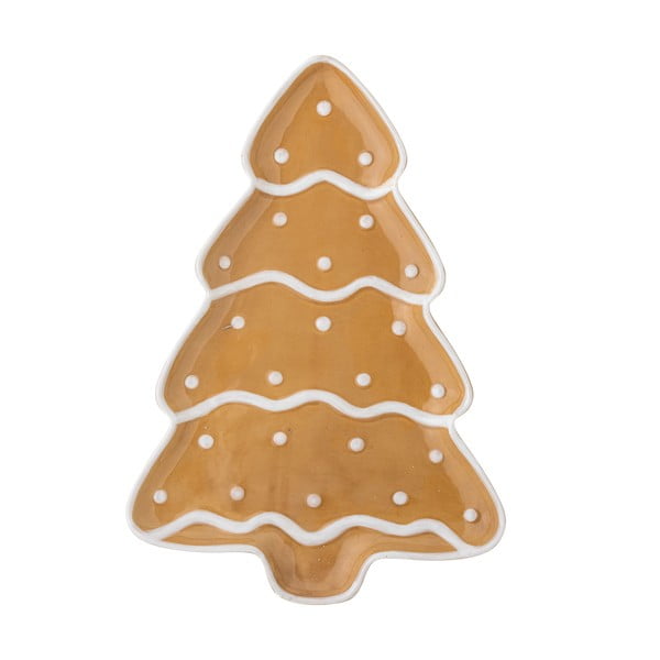 Svjetlo smeđi keramički tanjur s božićnim motivom za serviranje Ginnie – Bloomingville